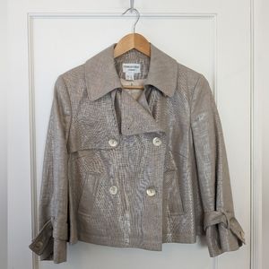 Charles Gray London Womens Silver Thread Cream Linen Blazer Jacket Size M EUC